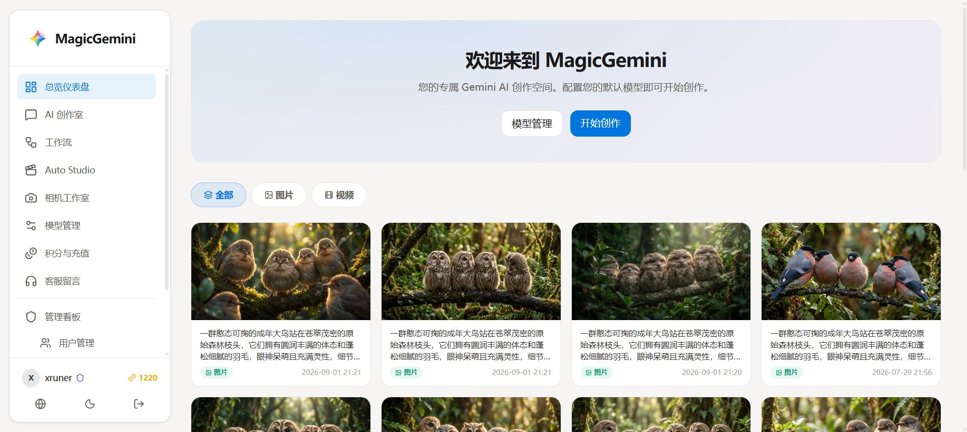 MagicGemini 影视级全模态 AI 创作中枢:从创意灵感到分镜视频的一站式影视级工作台 PC展示